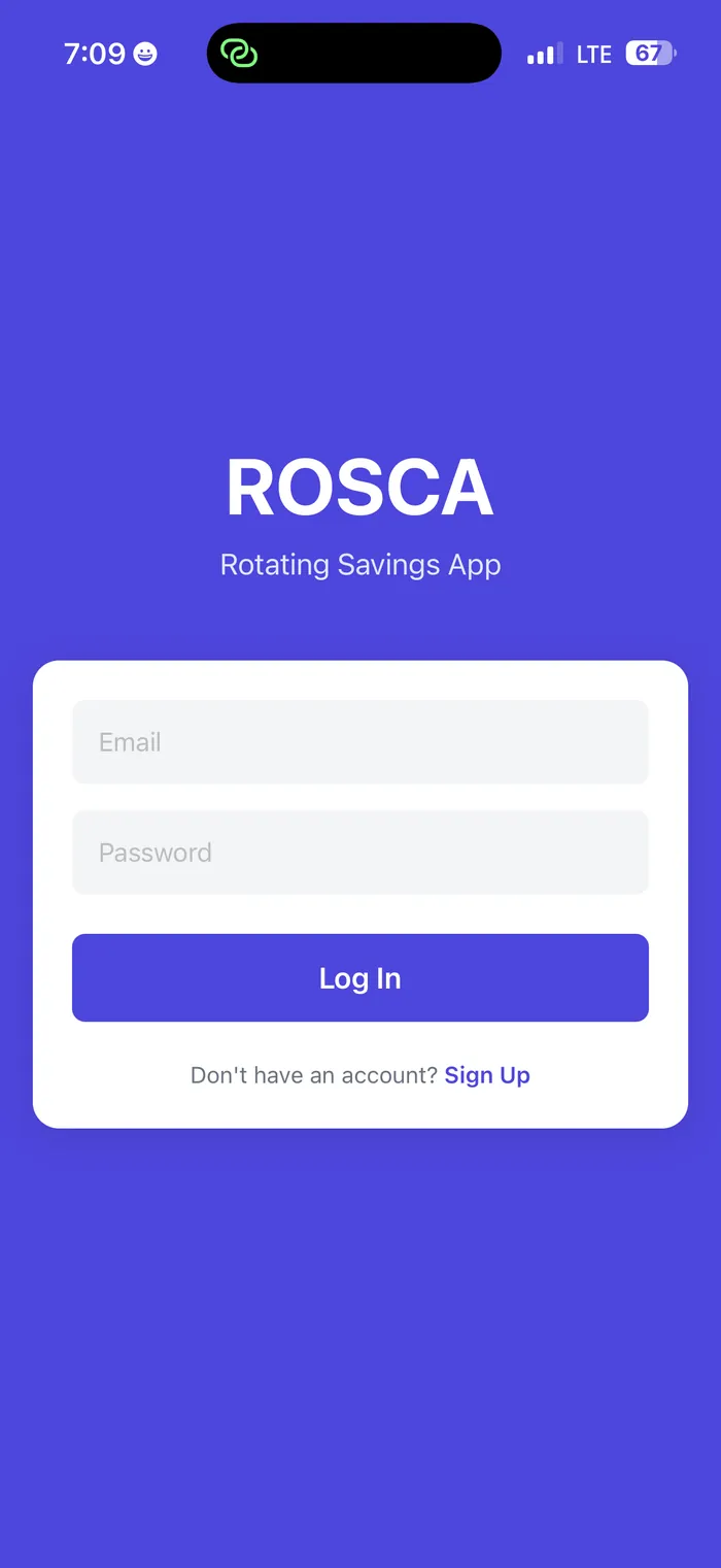 Rosca mobile app screen